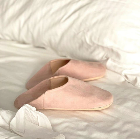 Babouche Slipper, Suede- Dusty Rose
