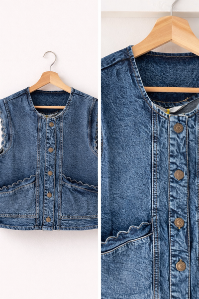 Scalloped  Denim Vest