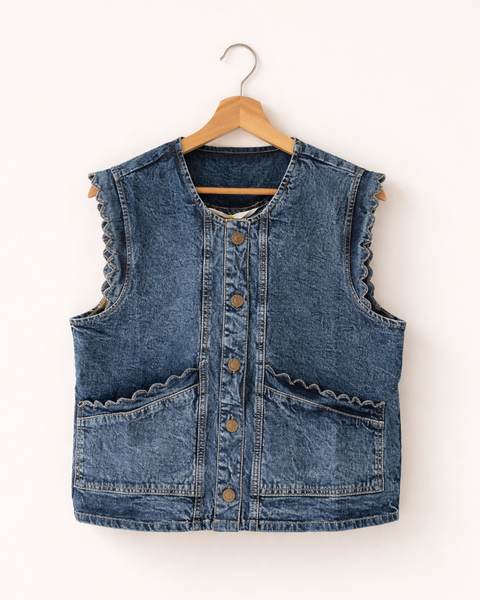 Scalloped  Denim Vest