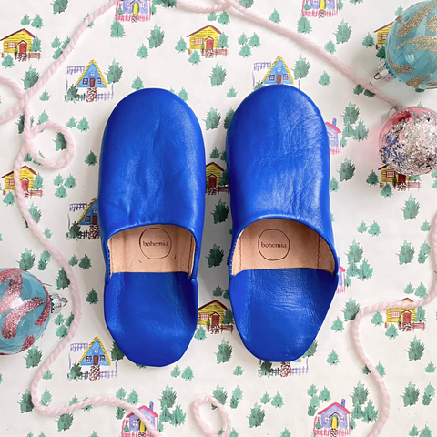 Leather Babouche Slipper- Majorelle Blue