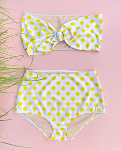 Tie Bandeau- Yellow Polka Dot & Yellow