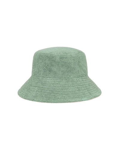 Terry Bucket Hat- Reversible Green/Tan