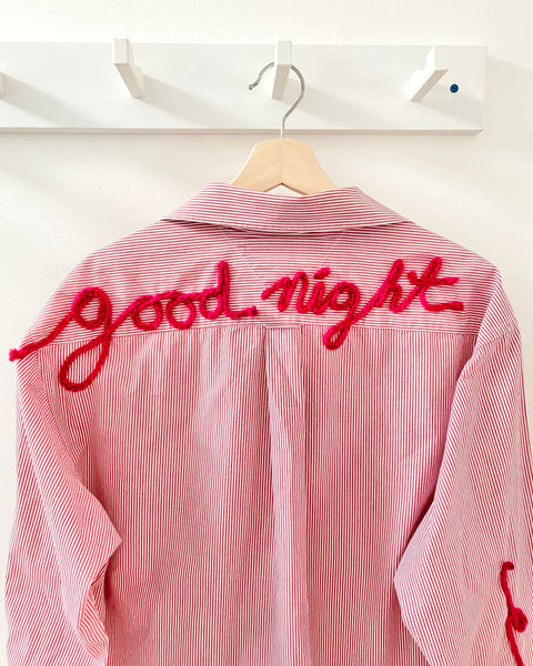 Good Night Sleep Shirt- Red Stripe