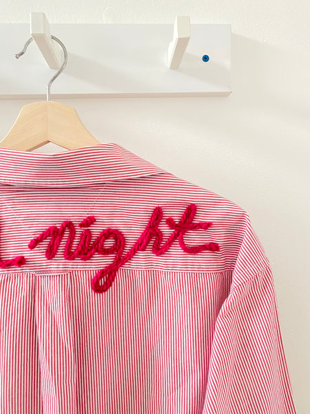 Good Night Sleep Shirt- Red Stripe