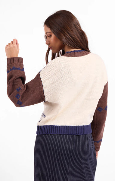 Sweet Rose Jacquard Zip Sweater Jacket