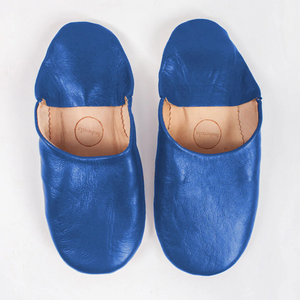 Leather Babouche Slipper- Majorelle Blue