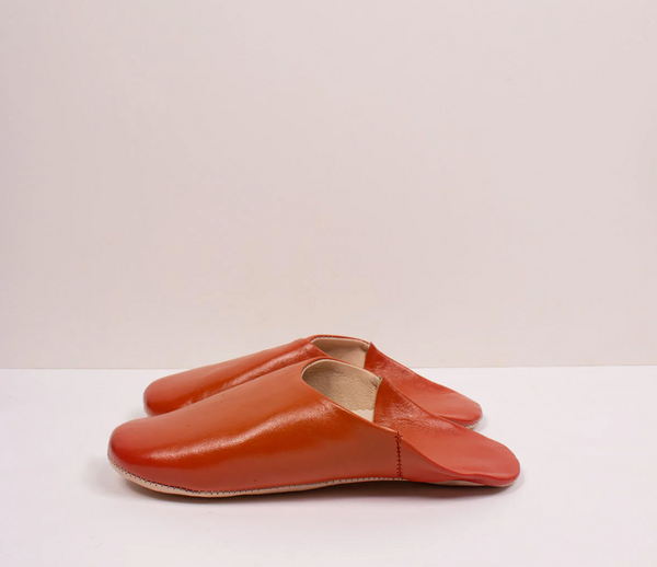 Leather Babouche Slipper- Burnt Orange