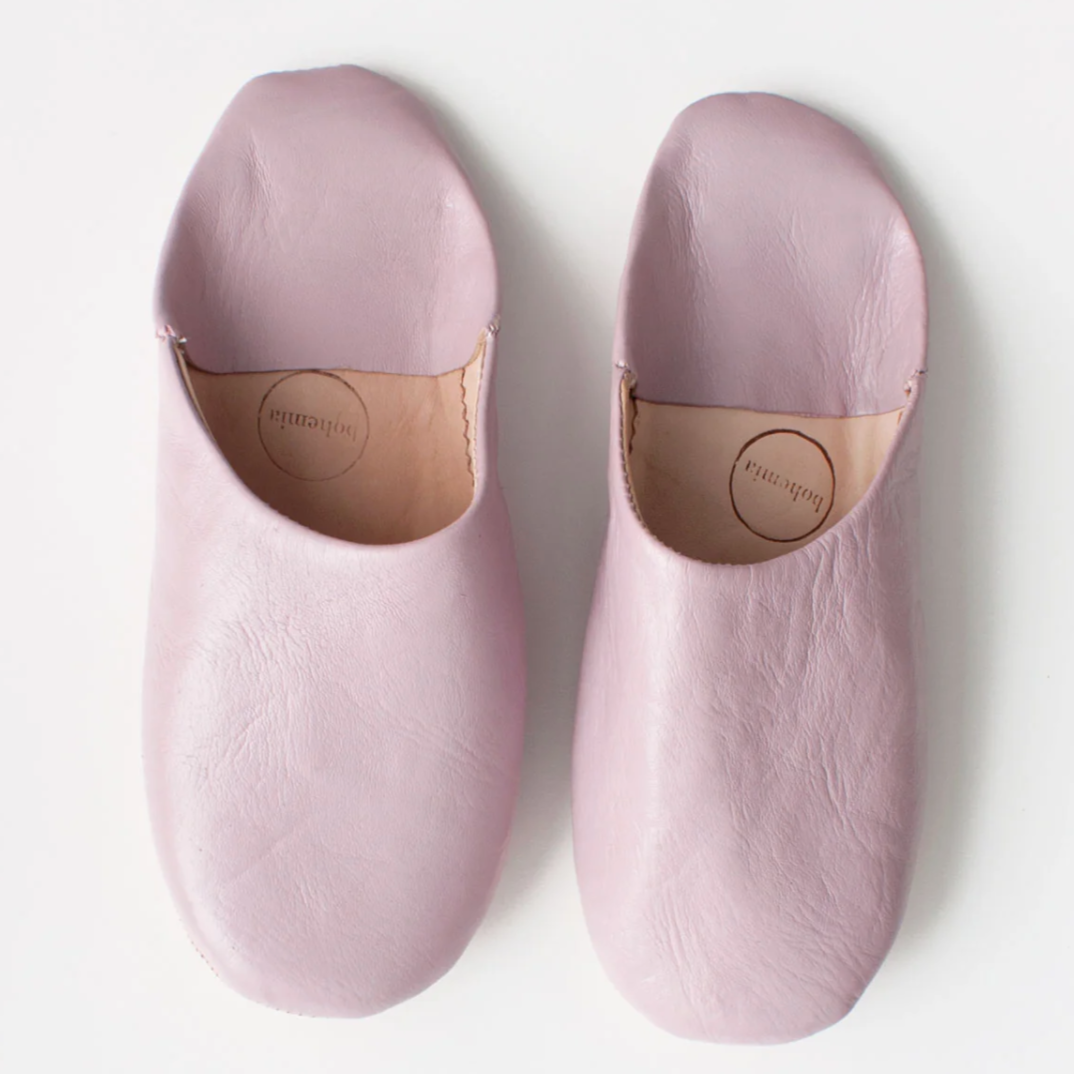 Leather Babouche Slipper- Vintage Pink