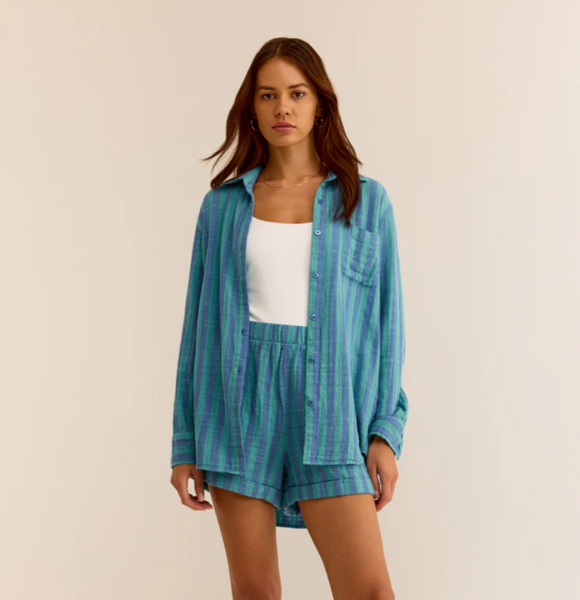 Cabana Stripe Short- Baja Blue