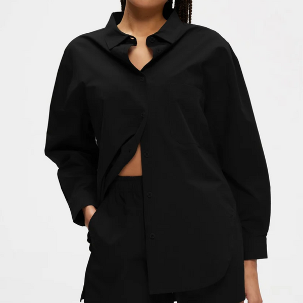 Poplin Oversized Shirt- Black