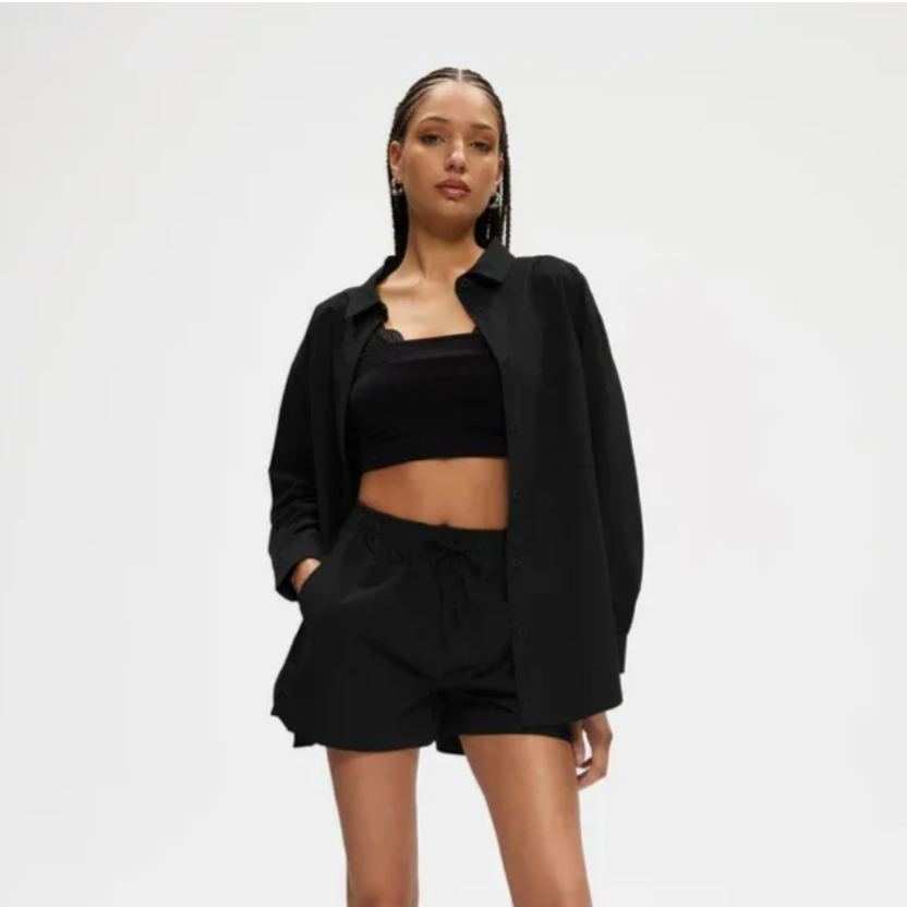 Poplin Oversized Shirt- Black