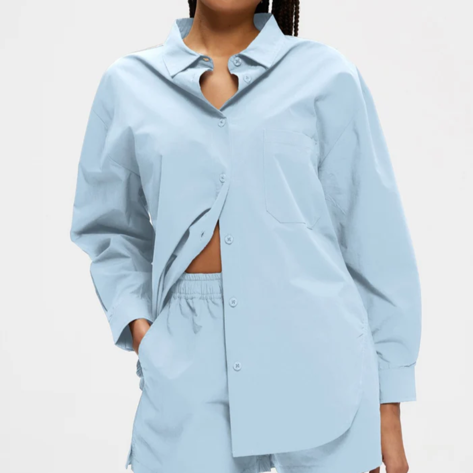 Poplin Oversized Shirt- Light Blue