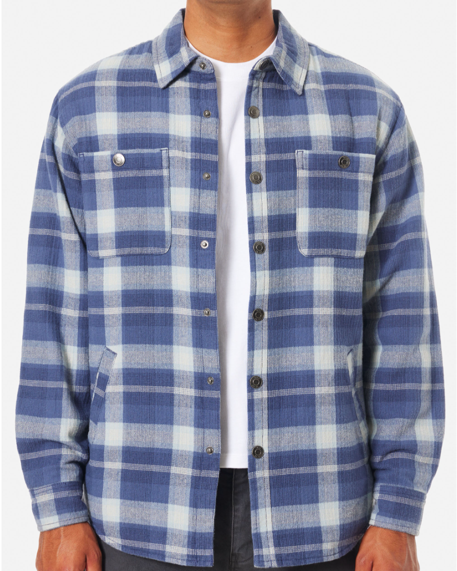Harold Plaid Jacket- Washed Blue