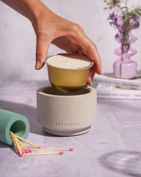 Refillable Concrete Candle- Grey, Vessel Only
