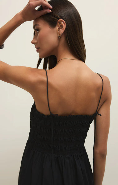 Cornelia Poplin Midi Dress- Black