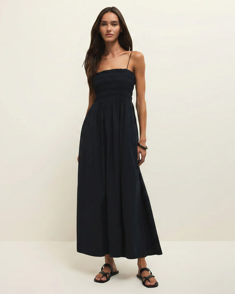 Cornelia Poplin Midi Dress- Black
