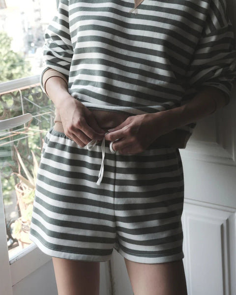 Low Key Stripe Short- Monstera
