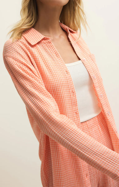 Classic Gingham Top- Cantaloupe