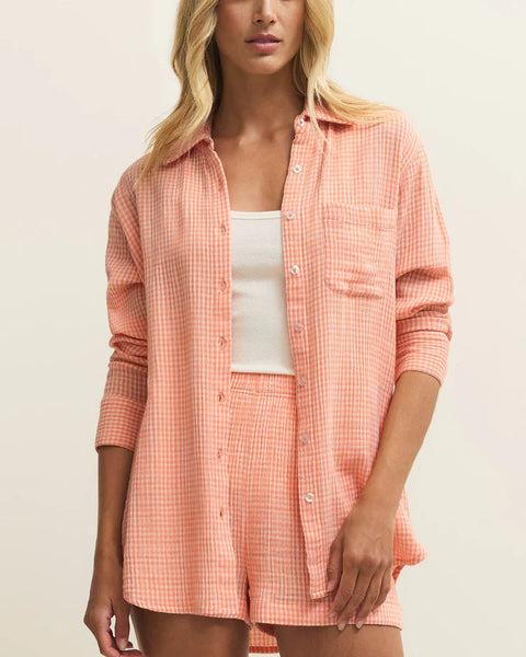 Classic Gingham Top- Cantaloupe