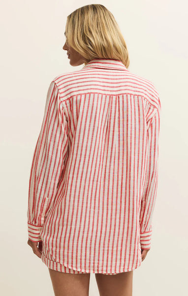Saturdays Stripe Shirt- Crimson Crush