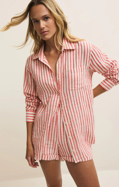 Saturdays Stripe Shirt- Crimson Crush