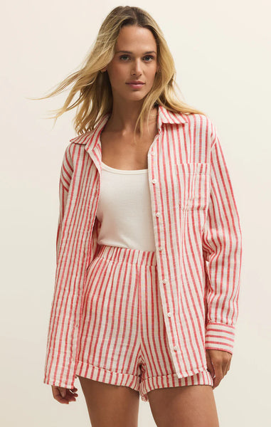 Saturdays Stripe Shirt- Crimson Crush