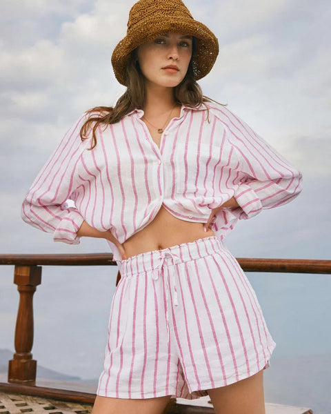 The Perfect Linen Short- Spanish Rose