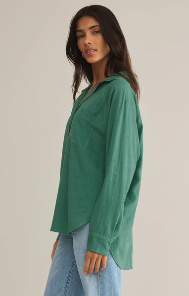 The Perfect Linen Top- Botanical Green