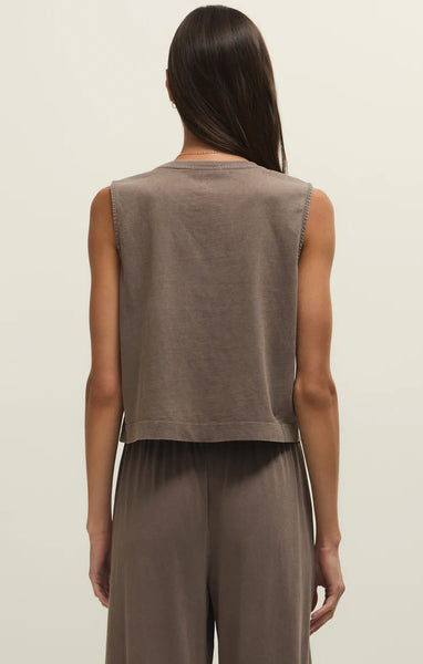 Sloane Jersey Muscle Tank- Taupe