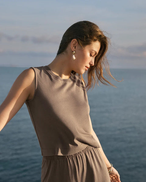 Sloane Jersey Muscle Tank- Taupe