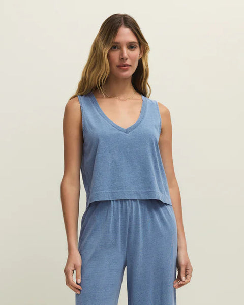 Sloan V-Neck Denim Tank- Santorini Indigo