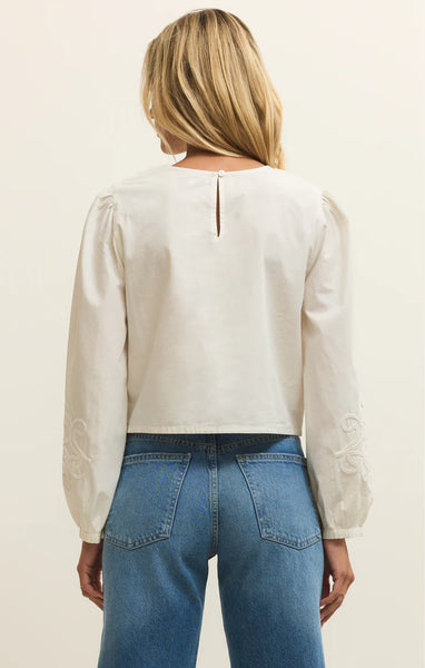 Tatiana Poplin Top- White