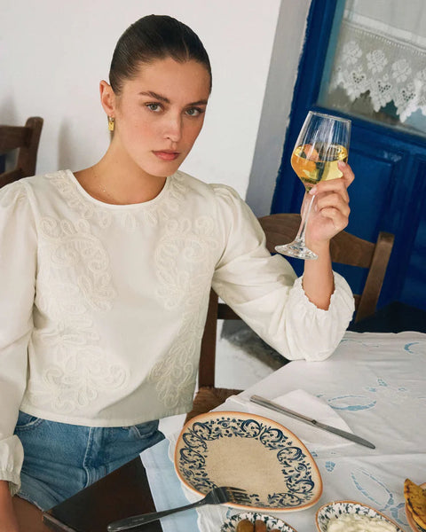 Tatiana Poplin Top- White