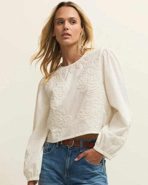 Tatiana Poplin Top- White