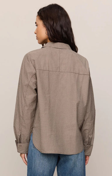 On Duty Gingham Button Up Top