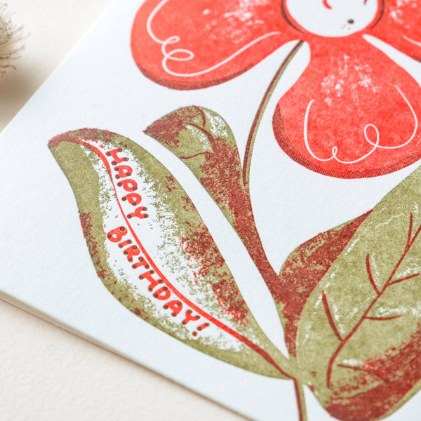 Birthday Flower Ladybug | Letterpress Card