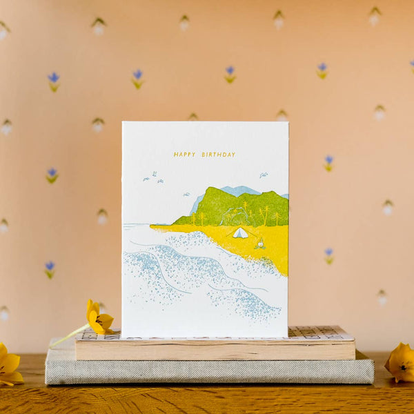 Beachy Birthday | Camping | Letterpress Card