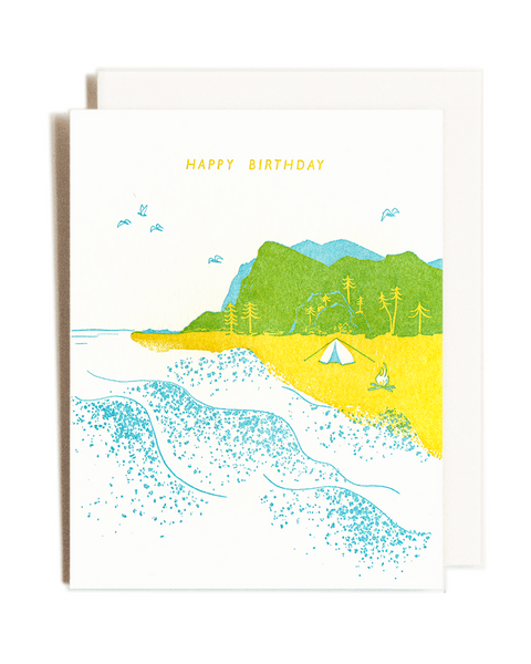 Beachy Birthday | Camping | Letterpress Card