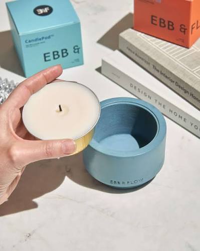 Refillable Concrete Candle- Blue, Vessel Only