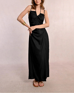Long Asymmetrical Dress- Black
