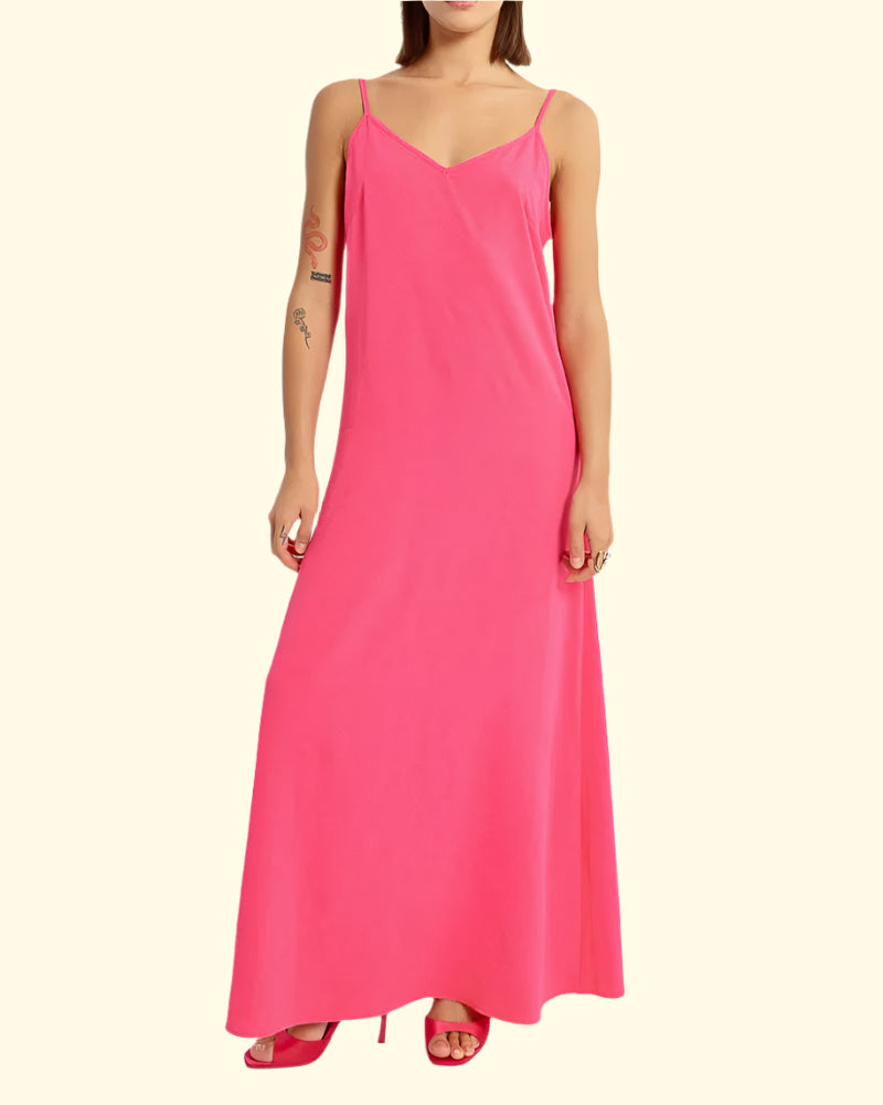 Long Slip Dress- Fuchsia