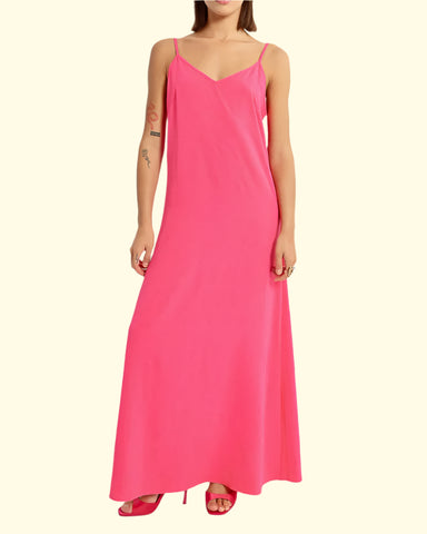 Long Slip Dress- Fuchsia