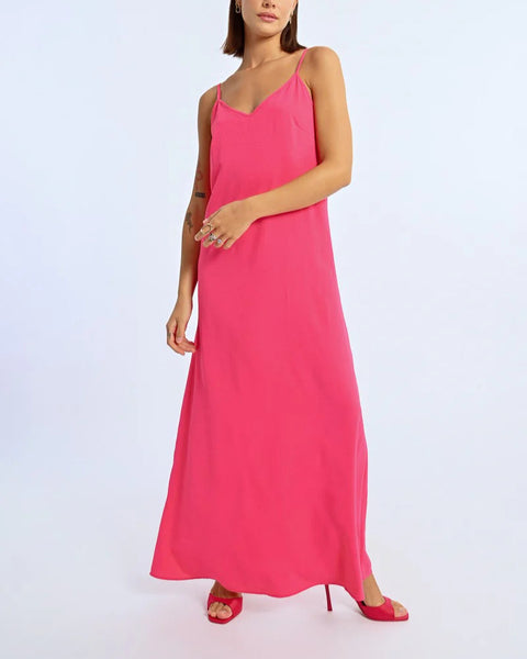Long Slip Dress- Fuchsia