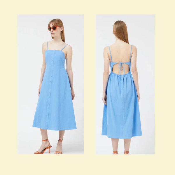 Cotton Tie Back Midi Dress