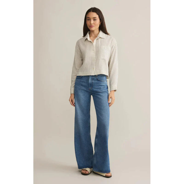 Del Mar Striped Shirt- Natural