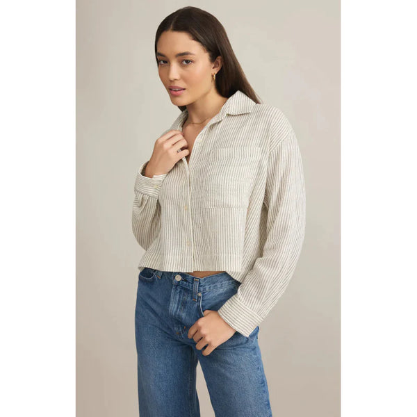 Del Mar Striped Shirt- Natural