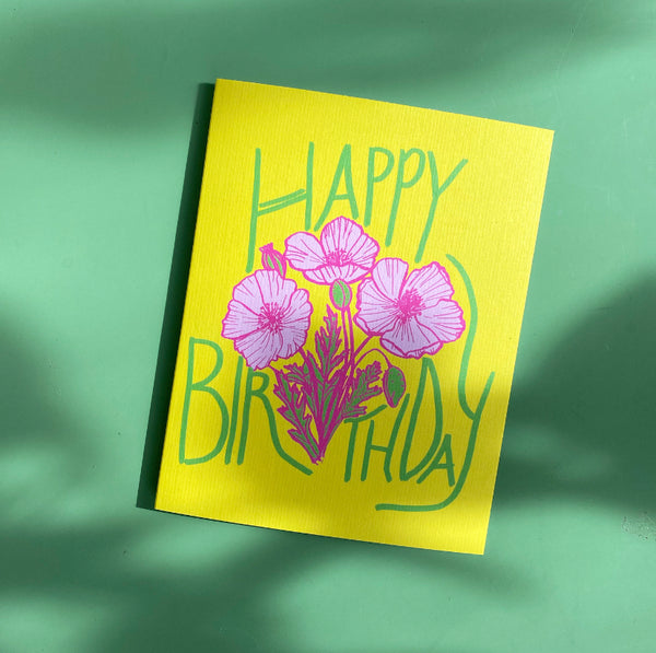 Greeting Card- Happy Birthday Poppies