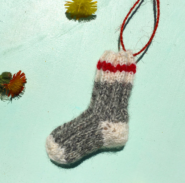 Mini Hand Knit Sock Ornament