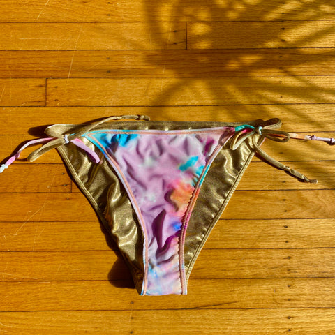 High Cut String Bikini Bottom, Reversible- Aura Collection