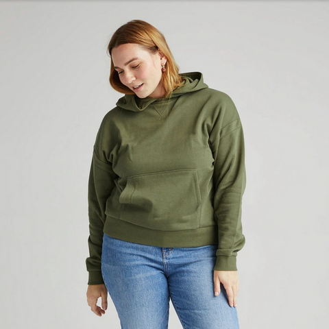 Women's Recycled Fleece Hoodie- Olive Army